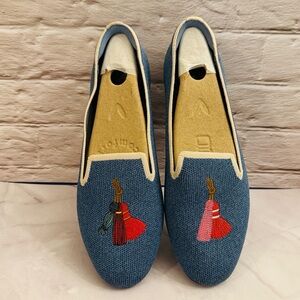 **Sold** Vivaia Audrey Denim Blue Tassel Embroidered Loafers